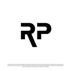 the letter rp is made up of black and white letters, which appear to be in