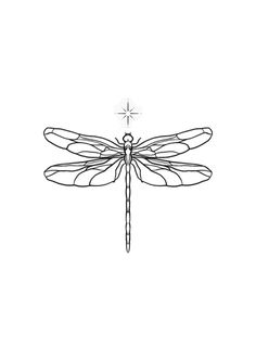 a black and white drawing of a dragonfly