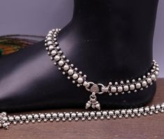 Vintage design handmade 925 sterling silver gorgeous anklet, high quality sterling silver ankle bracelet, amazing belly dace tribal jewelry from rajasthan india.Metal-925 sterling silver.Item type- Anklet.Length-10.5 inches.Width-1.2 centimters.Weight-70.820 grams approx.Finish-Oxidized.Stamped-925.Makes excellent gifting , wedding, anniversary, birthday, mother's day. Sterling Silver Toe Ring Anklet For Festivals, Handmade Silver Metal Anklets, Festive Silver Anklets With Oxidized Finish, Festive Silver Oxidized Anklets, Traditional Sterling Silver Anklet, Adjustable Silver Anklet With Oxidized Finish, Adjustable Silver Oxidized Anklets, Ganesha Pendant, Silver Ankle Bracelet