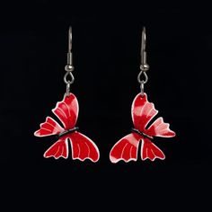 Butterfly earrings with red wings. The perfect statement earrings, these enameled  blue butterflies were created with an eclectic artisan design and hand painted with attention to detail on a pristine stainless steel base. Length: 25 mm ( 0.27" )Length with the closing: 45 mm ( 1.8" )_______________________________________________Visit my shop to enjoy more unique jewelry hand painted just for you:www.etsy.com/shop/CinkyLinky _______________________________________________ Fox Pendant, Blue Butterflies, Red Butterfly, Friendship Necklaces, Jewelry Hand, Couple Jewelry, Artisan Design, Butterfly Earrings, Red Wings