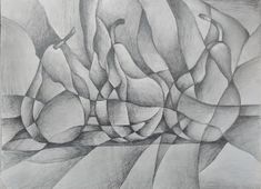 a pencil drawing of abstract shapes on paper