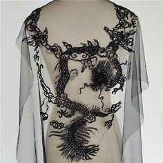 "* * * * * * N o t e * * * * * * If you choose express shipping, contact number is a MUST for shipping, please leave it with orders, Thank you. * * * Welcome to our shop, enjoy your shopping moment! Black Delicate Beaded Dragon Lace Applique Sewing dragon Patches Embroidery Back Lace Appliques for Dress Dance Costumes Ballgown Dress * * * * * * S i z e * * * * * * 56*45cm/ 22\" x 17.7\" per piece * * * * * C o l o r * * * * * Black * * * * Ｑ u a n t i t y * * * * This listing is for 1 piece, mor Dragon Dress, Robe Diy, Wedding Applique, Embroidered Lace Fabric, Sequin Appliques, Party Kleidung, Pearl And Lace, Beaded Applique, Applique Fabric