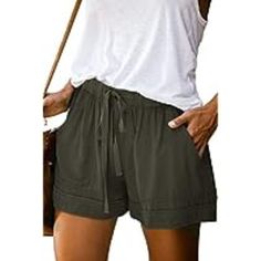 Comfortable Fabrics: 95% Polyester + 5% Spandex. Soft And Comfy Lounge Shorts, Use Ultra Soft Skin-Friendly Fabric, Worn Fabric, With A Variety Of Unique , Simple Types To Make A Casual Style On You Waist Range Friendly:This Drawstring Casual Elastic Waist Shorts Have Special Design. Elastic Waist With External Drawstring For Adjusting To Comfortable Fit According To Your Waist. You Will Be Extremely Comfortable And Bright At Any Occasion. Firm Drawstring Interface: Compared With Other Womens Sh Womens High Waisted Shorts, Loungewear Fashion, Mini Robes, Mode Casual, Hot Shorts, Maxi Robes, Lightweight Shorts, Shorts Casual, Loose Shorts