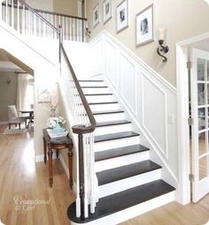 the stairs are painted white and black