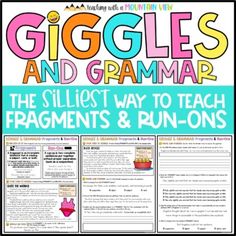 a poster with the words giggles and grammars on it, which are also in english