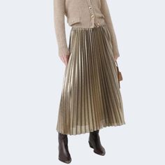 Marella By Maxmara Gold Pleated Midi Skirt Nwt New With Tags B-111 B49 ( Large) Pleated Midi Skirt, Women Skirts Midi, Max Mara, Midi Skirt, Womens Skirt, Skirt, Tags, Gold, Color