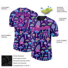 Custom Black Purple-Pink 3D Pattern Design Colorful Flowers And Mushrooms Psychedelic Hallucination Performance T-Shirt Multicolor Custom Print T-shirt For Customization, Custom Print Multicolor T-shirt For Customization, Custom Multicolor Printed T-shirt, Pink T-shirt With Sublimation Print For Fans, Pink Sublimation Print T-shirt For Fan Merchandise, Purple Sublimation Print T-shirt For Sports, Band Merch T-shirt With Sublimation Print For Sports Events, Pink Band Merch T-shirt With Sublimation Print, Band Merch T-shirt For Sports Events