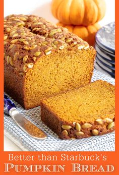 a loaf of pumpkin bread sitting on top of a table