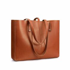 FEATURES Durable Tote Bag: Made of Premium cow leather,100% genuine leather Large Laptop Bag: Fits up to 15.6 Laptop Handmade Leather Tote: TRIPLE REINFORCED stitching &nail handles, 4 metal rivets under bottom, bronze tone rustproof hardware Size: The whole bag: 15.95” x 3.94” x 12.6”/40.5 x 10 x 32 cm The removable pouch: 14.2” x 3.94” x 9.3”/36 x 10 x 23.5 cm Weight: 2.66 pounds/1.21 kg Shoulder straps drop: 10.6" Multi-pockets Design:1 x open main pocket, 1 x inner makeup pouch, 1 x zipper p Leather Shoulder Bag With Metal Hardware For Work, Cognac Leather Shoulder Bag With Metal Hardware, Office Leather Bag With Metal Hardware, Office Bag With Leather And Metal Hardware, Fall Office Shoulder Bag With Leather Lining, Cognac Bag With Metal Hardware For Everyday Use, Cognac Bags With Metal Hardware For Everyday Use, Leather Tote Bag With Metal Hardware, Rectangular Shoulder Bag With Leather Strap For Work