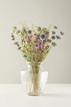 a vase filled with lots of flowers on top of a table