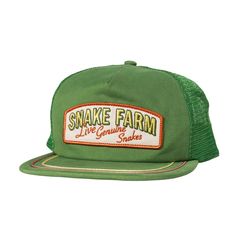 Pop-Up Mesh Embroidered Patch Visor Soutache Piping Snapback Snake Hat, Snake Farm, Farm Hat, Midnight Rider, Hand Sticker, Sweet Tattoos, Green Snake, Brown Hats, Unique Fits