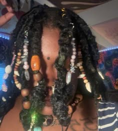 Assorted beads on copper wire Sza Hair Beads, Loc Beads Jewelry, Dreads With Jewellery, Loc Hair Accessories Dread Beads, Cute Sketchbooks, Hair Threading, Dreadlock Beads, Hair Chains, Hair Scarf Styles