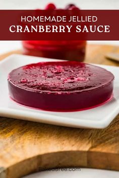 homemade jellied cranberry sauce on a white plate