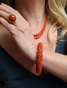 This lovely   Antique Salmon Coral  From late Victorian era  Stones - Natural Genuine Coral - Beads - Salmon Orange  Bracelet size: 19 cm or  7 48 inch circumference  Excellent overall condition and ready to wear. https://myoldvintage2.etsy.com/listing/1600757560 PLEASE VIEW ALL PHOTOS AS THEY ARE A PART OF THE DESCRIPTION Don't forget visit my collection https://myoldvintage.etsy.com If you have any further questions or you need some help with something, please get in touch with us. We will be happy to help you. The other jewels on the last page you can find in my other auction. visit Instagram my name is - MyOldVintage - Please feel free to browse my other items and be sure to follow me on Instagram myoldvintage , to see videos of my collection. If you have any questions or concerns plea Traditional Orange Bracelet Jewelry, Traditional Orange Bracelet, Vintage Gemstone Beads Bracelet, Vintage Hand-strung Beaded Bracelets, Traditional Hand-wrapped Round Jewelry, Antique Orange Beaded Jewelry, Antique Orange Jewelry With Round Beads, Salmon Orange, Orange Bracelet