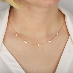 Gold Custom Letter Necklace - Silver Initial Necklace - Personalized Letter Necklace - Mother's Day Gift - Bridesmaid Gift - Mom Gift by CAsilverDesign on Etsy https://www.etsy.com/listing/776090202/gold-custom-letter-necklace-silver Letter Necklace Silver, Silver Initial Necklace, Sideways Initial Necklace, Custom Initial Necklace, Necklace Top, Gold Letter Necklace, Gold Name Necklace, Initial Necklace Gold, Mom Jewelry