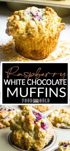 raspberry white chocolate muffins with text overlay