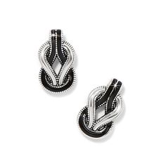 These two-tone black enamel earrings are designed to move with you. They are beautifully detailed with black enamel inlays and fine deep etched lines. Round Top Collection, French Wire Earrings, Blue Candles, French Wire, Enamel Earrings, Wire Earrings, Bracelets And Charms, Summer Of Love, Black Enamel