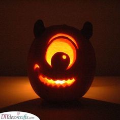 a pumpkin carved to look like a bear