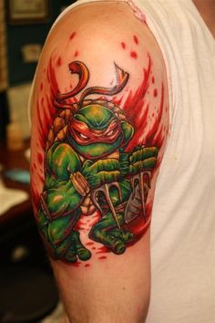 Ninja Turtles Raphael bloody sais tattoo Ninja Turtles Tattoo, Tattoo Ninja, Tmnt Tattoo, Ninja Turtle Tattoos, Geek Tattoos, Tato Tradisional, Turtle Tattoos, Raphael Ninja Turtle, Turtle Tattoo Designs