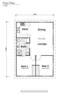 the floor plan for a two bedroom house