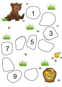 a bear and honeycombs cut out to make it look like they are counting the numbers