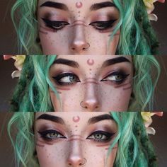 Nem Halloween Makeup, Elven Makeup, Witchy Makeup, Fantasy Make-up, Cool Makeup, Halloween Make-up Looks