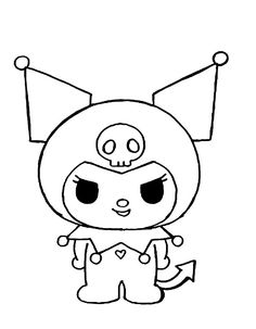 a cartoon character with big eyes and a skull on it's head, standing in front of a white background