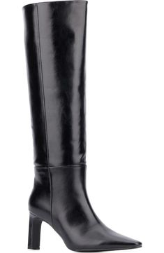 NEW YORK AND COMPANY McKayla Snip Toe Knee High Boot (Women) | Nordstromrack Cole Haan Women Shoes, Western Dress With Boots, Closed Toe Shoes, Faux Leather Heels, Dress Boots, New York And Company, Timberlands Women, Buckle Boots, Sandals Brands