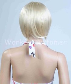 Women Platinum Blonde Bob Wig Short Straight Wigs With Side Bangs None Lace Wigs