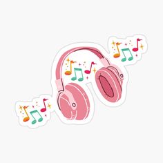 headphones with musical notes on them sticker