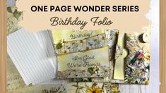 there is a birthday card with the words one page wonder series on it and flowers