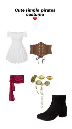 different types of clothes and accessories are shown in this graphic style, with the caption cute simple pirates costume