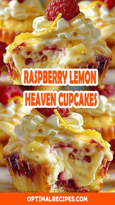 raspberry lemon heaven cupcakes with whipped cream on top