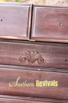 an old wooden dresser with the name southern revivals on it