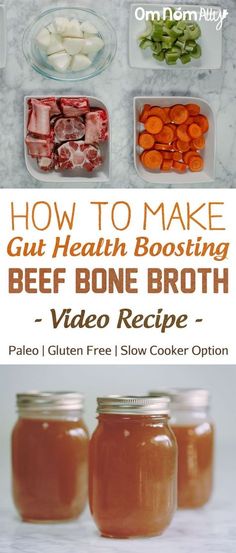 how to make gut health booster beef bone broth video recipe - pale gluen free slow cooker option