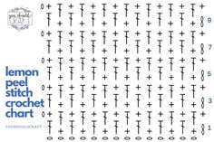 the lemon peel stitch crochet chart is shown in blue and white with black crosses