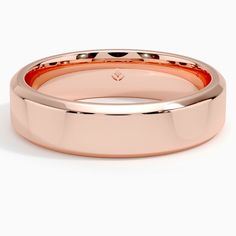 Men's 14K Rose Gold Tiburon 5.5mm Wedding Ring. The sleek design of this high polish 5.5mm band features beveled edges and a rounded inside edge for increased comfort. Modern Rose Gold Bands With Polished Finish, Modern Rose Gold Band With Polished Finish, Rose Gold Round Band With Polished Finish, Rose Gold Polished Round Band Wedding Ring, Rose Gold Round Band With Polished Finish For Wedding, Wedding Anniversary Rings, Brilliant Earth, Anniversary Rings, Sleek Design