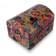 a colorful box with skulls on it