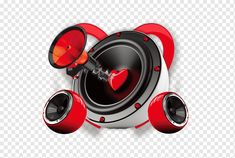 the speakers are red and white with hearts on them, as if they were in love