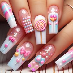 Made with AI @Copyright by អាណាចក្រសម្រស់ [[ Beauty Empire ]] 🇰🇭 Candy Makeup, Nail Appointment, Light Nails, Candy Hair, Nail Style, Nail Design Ideas, Blush Nails, Dope Nail Designs, Hair Skin Nails