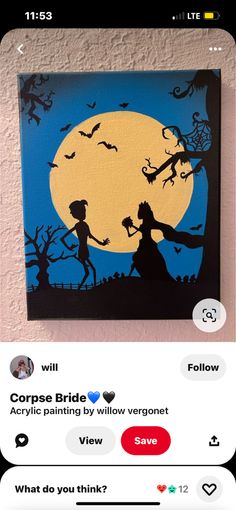 an instagram page with the halloween scene on it