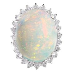 Opal Diamond Ring, Opal White, Gold Diamond Ring, White Gold Diamond Rings, La Face, Opal Stone, Oval Stone, Gold Diamond Rings, Natural Opal