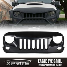 front bumper grille for jeep wrangle with eagle eye grills and black powder finish