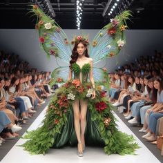 Unique fashion show 👗👒👠Beautiful picture AI created by អាណាចក្រសម្រស់ [[ Beauty Empire ]] 🇰🇭 Enchanted Forest Birthday Dress, Show Dress Fashion, Fairy Dress Up, Unique Dress Designs Fashion, Fairy Fashion Inspired Outfits, Fairy Costume Ideas For Women, Nature Fairy Outfit, Fairy Inspired Dress, Etheral Dress