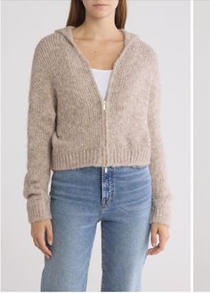 Fuzzy Texture, Sweaters Crewneck, Zip Up, Hooded Jacket, Sweater Outfits, Zip Ups, Nordstrom, Long Sleeves