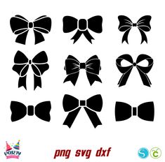 six black bows on white background with the text png svg dxf