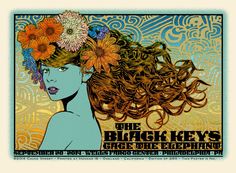 the black keys concert poster with flowers in her hair