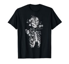 PRICES MAY VARY. Dark creepy yet pretty floral goth skull skeleton and flowers design with witchy, occult, witchcraft, occultism, dark fairycore, wicca, wiccan, pagan, grunge, edgy aesthetic. For anyone into gothic, occult, emo, dark art, creepy, horror, scary culture. Goth eboy, egirl, emo, scene, alt / alternative, streetwear apparel. Lightweight, Classic fit, Double-needle sleeve and bottom hem Dark Alt Aesthetic, Skeleton And Flowers, Black And White Streetwear, Skeleton Flowers, Floral Goth, Goth Skeleton, Emo Dark, Floral Skeleton, White Streetwear