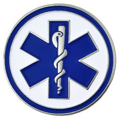 a blue and white medical emblem with a star of life