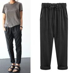 Casual Women Cotton Harem Pants · Shop Zola · Online Store Powered by Storenvy Plus Size Harem Pants, Harem Pants Fashion, Celana Fashion, Cotton Harem Pants, Harem Pants Women, Cropped Linen Pants, Cropped Pants Women, Travel Pants, Linen Casual